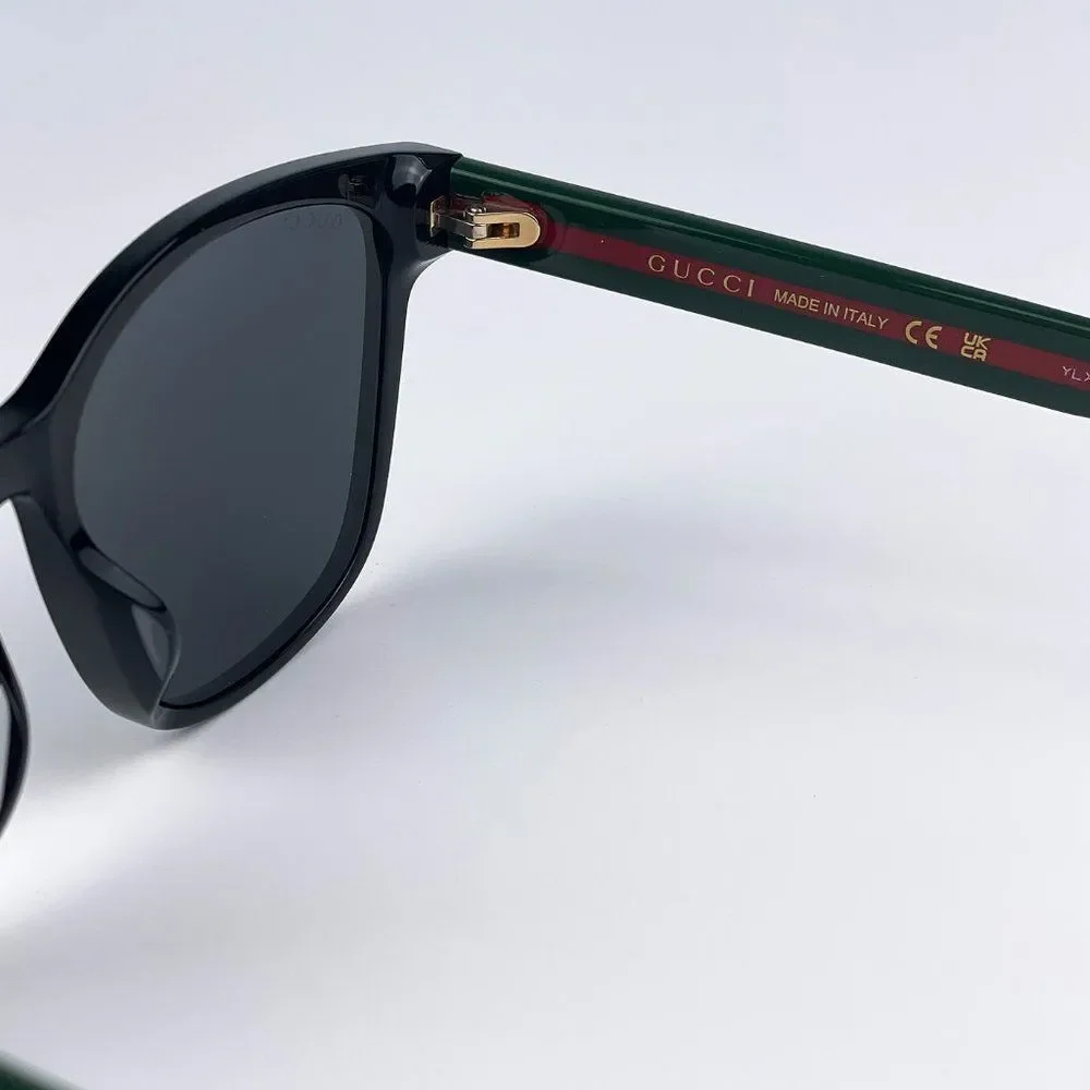 🔥Gucci GG0417SK 001 Sunglasses Black Multicolour Grey Oval Unisex
